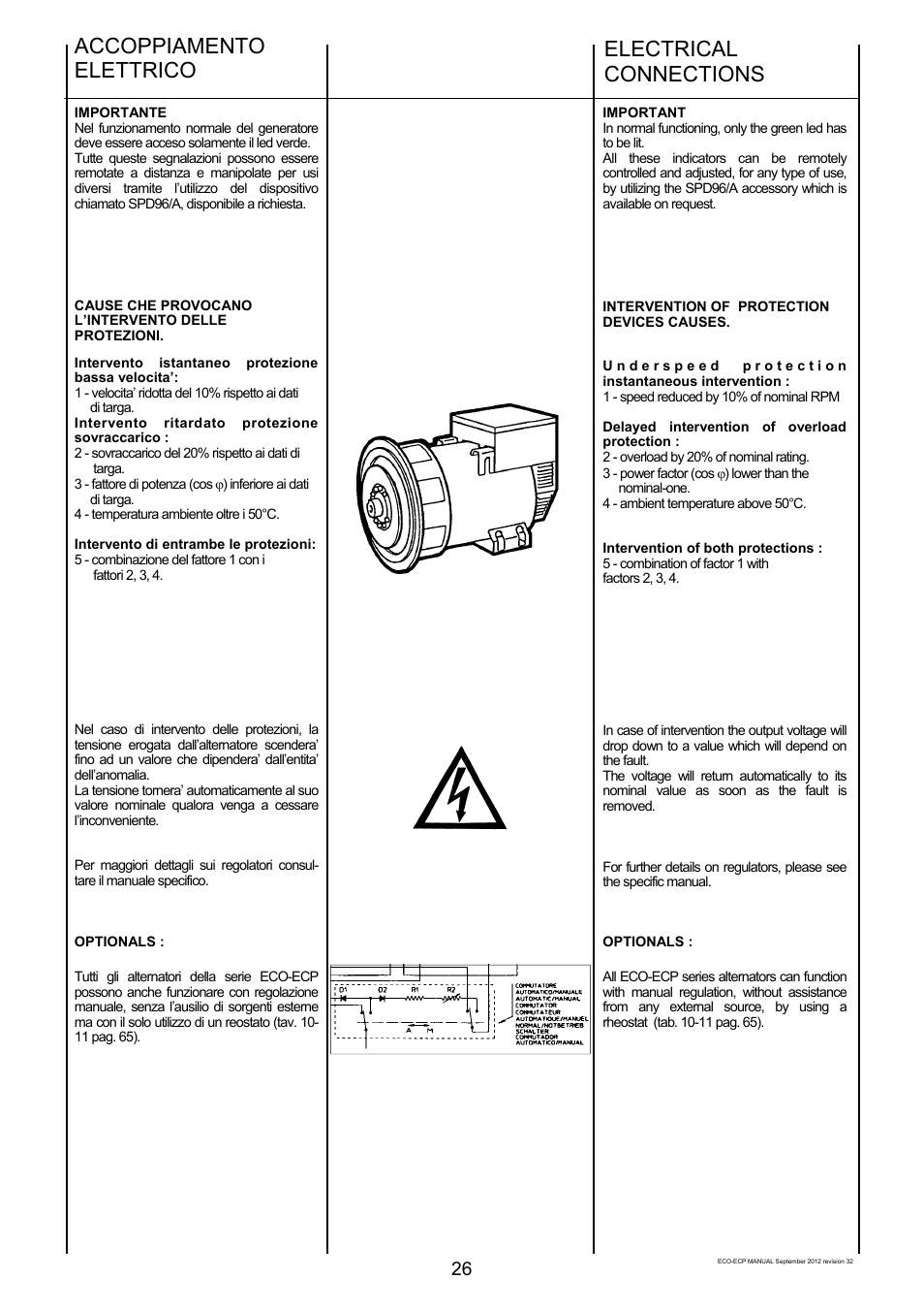 Accoppiamento elettrico, Electrical connections | Winco ECO32 Revision 32 2012 User Manual | Page 26 / 98