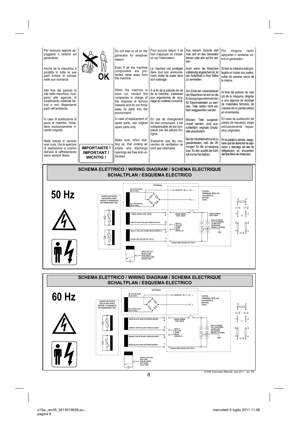 50 hz, 60 hz | Winco S15W-75 REV 5 User Manual | Page 8 / 16