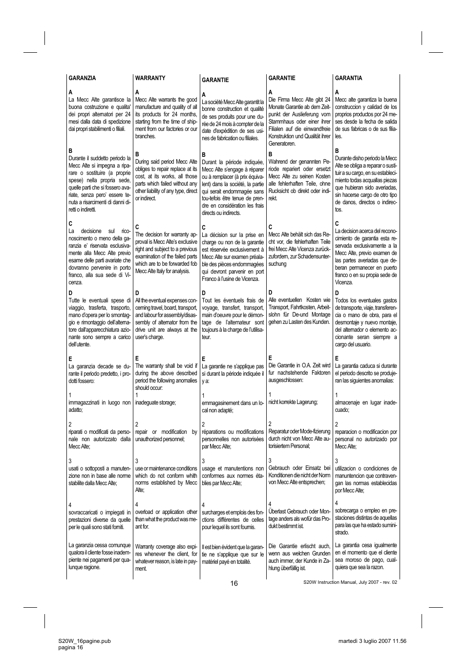 Winco S20W User Manual | Page 16 / 16