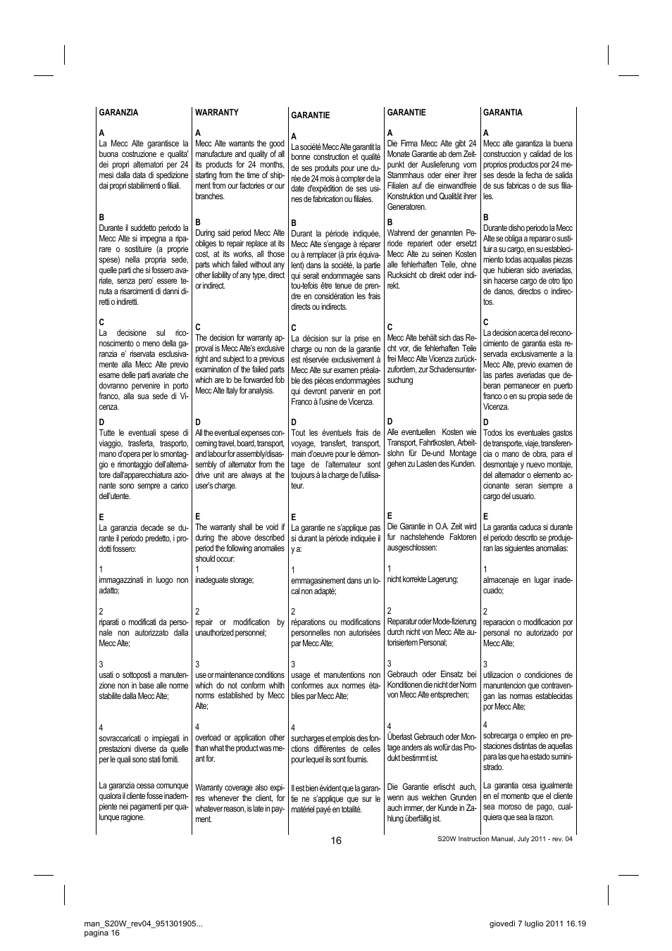 Winco S20W REV 4 7-2011 User Manual | Page 16 / 16