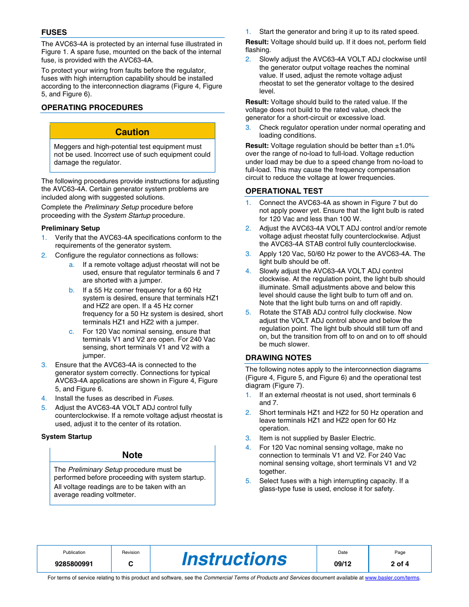 Instructions, Caution | Winco AVC63-4A User Manual | Page 2 / 4