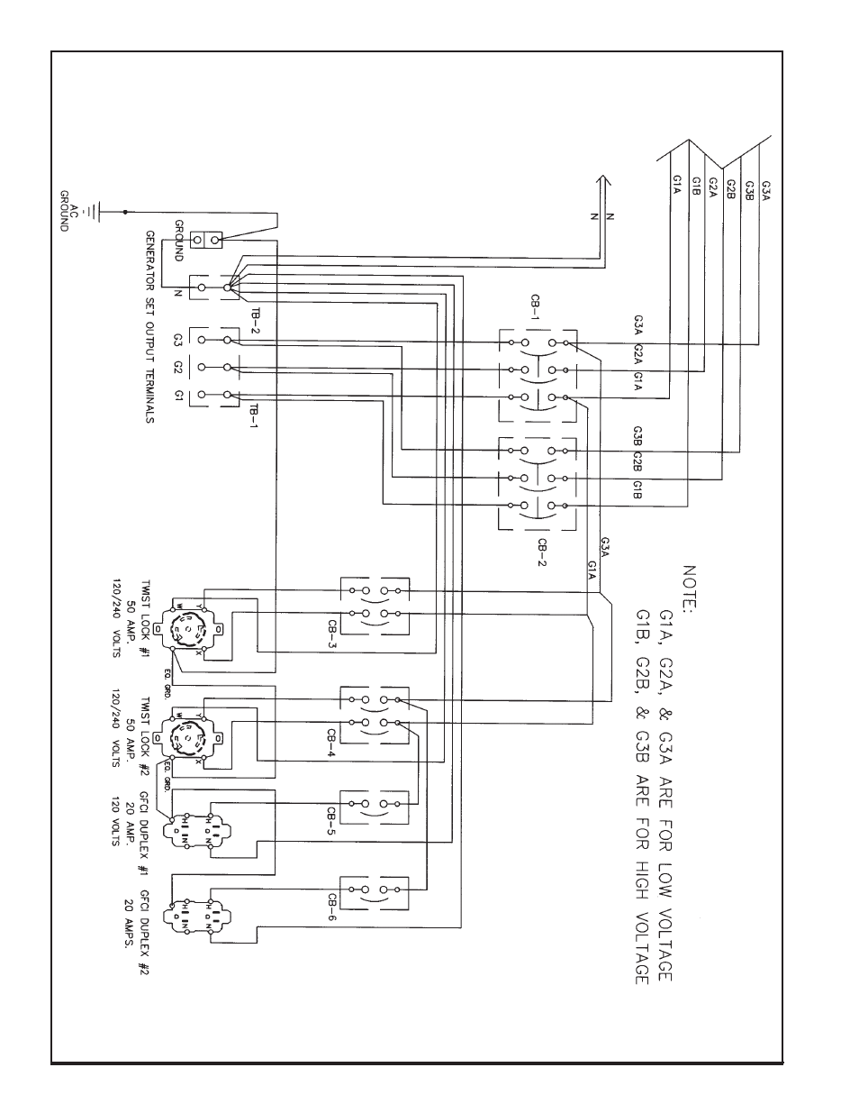 Circuit breaker/full power terminal block wiring | Winco RP25/A User Manual | Page 18 / 20