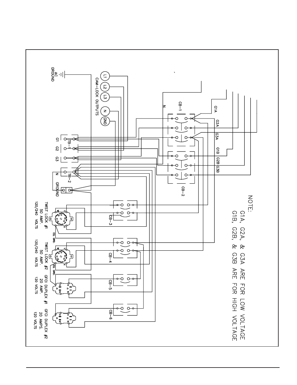Circuit breaker/full power terminal block wiring | Winco RP25/B User Manual | Page 19 / 20