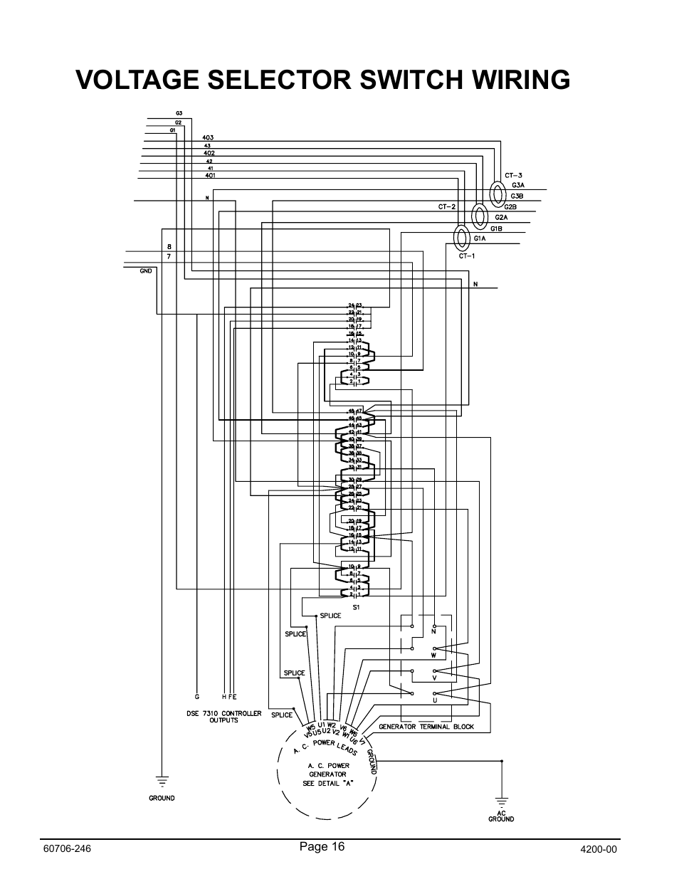 Voltage selector switch wiring | Winco RP25/C User Manual | Page 18 / 20