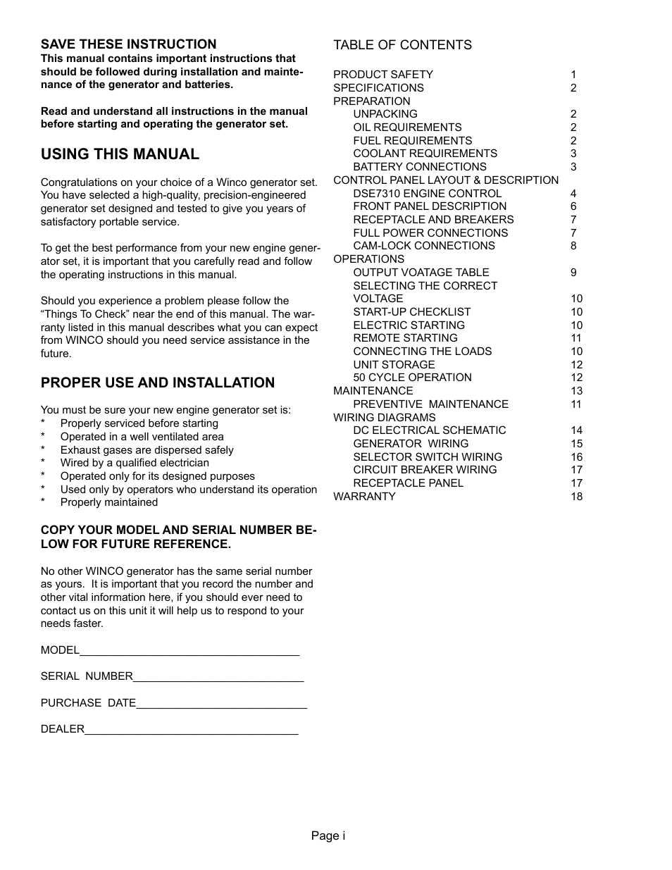 Using this manual, Proper use and installation | Winco RP25/C User Manual | Page 2 / 20