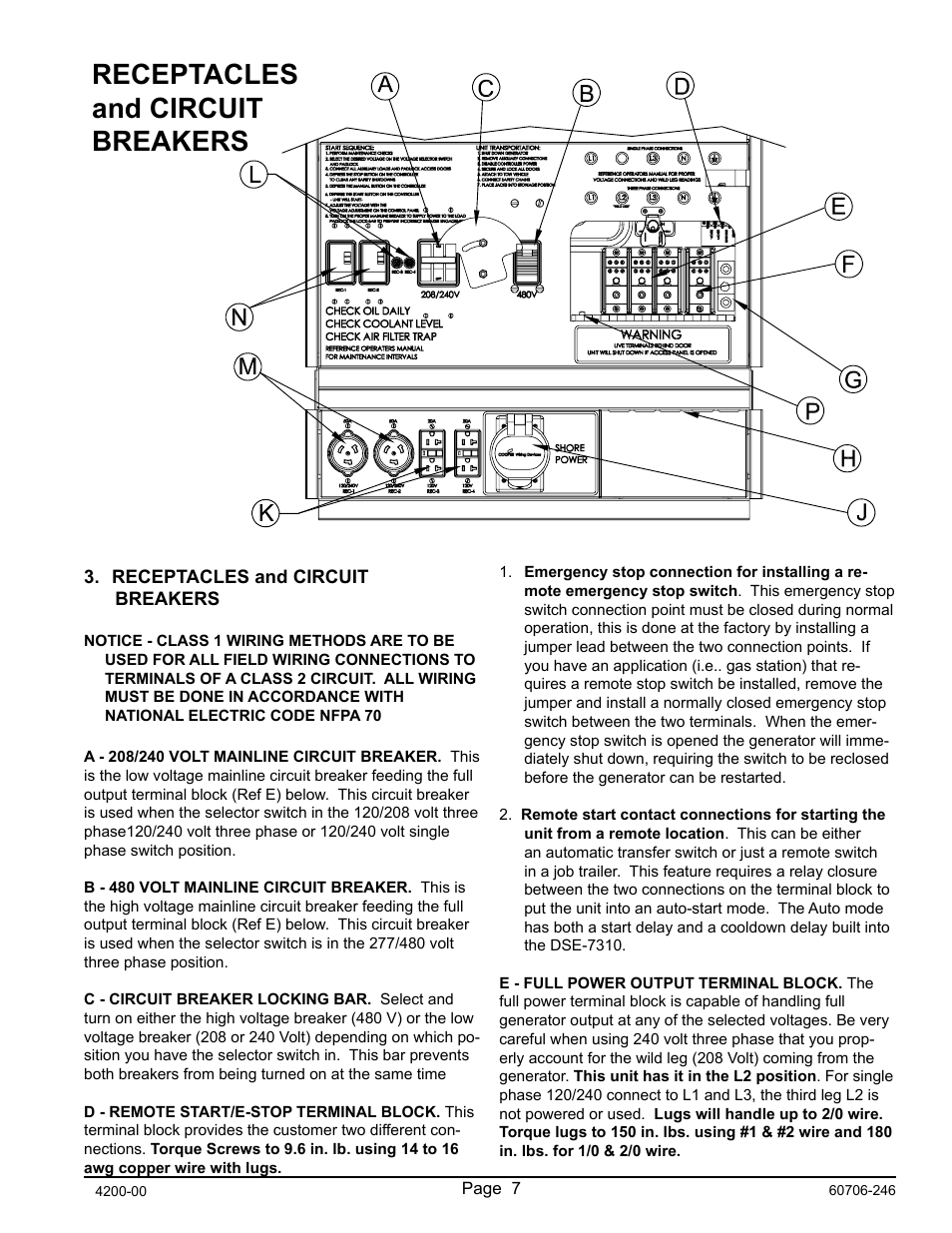 Receptacles and circuit breakers | Winco RP25/C User Manual | Page 9 / 20