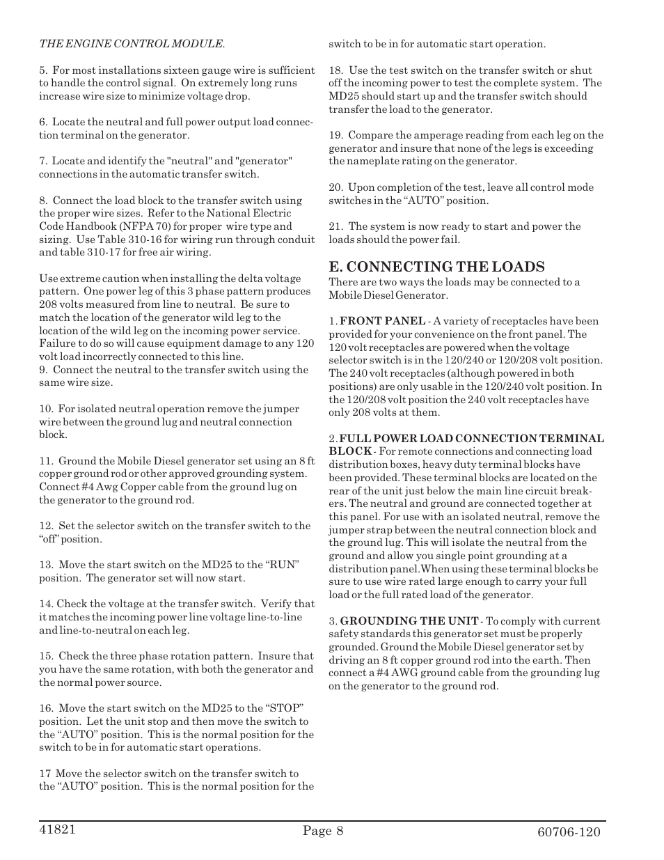 E. connecting the loads | Winco MD25K/C User Manual | Page 10 / 15