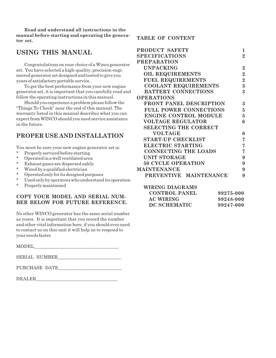 Using this manual, Proper use and installation | Winco MD25K/C User Manual | Page 2 / 15