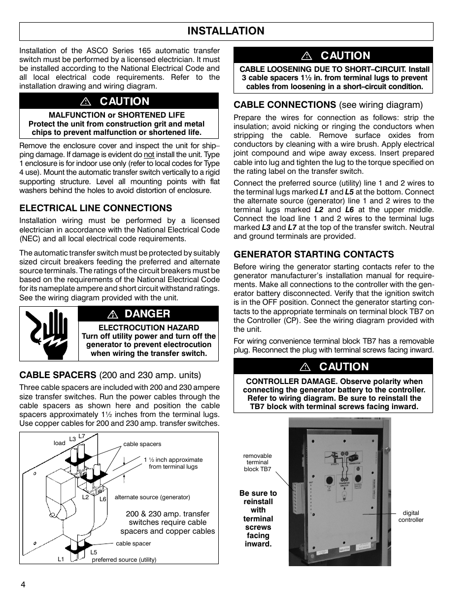 Installation | Winco ASCO 165 4-Wire User Manual | Page 4 / 8