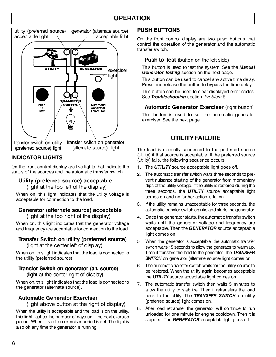 Operation, Utility failure | Winco ASCO 165 4-Wire User Manual | Page 6 / 8