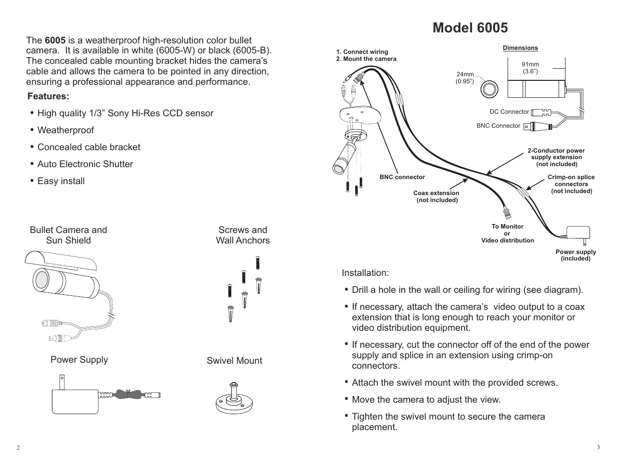 Model 6005 | Channel Vision 6005 User Manual | Page 2 / 2