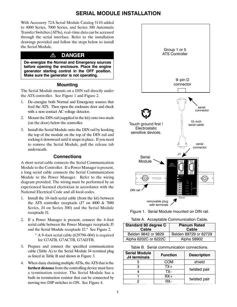 Serial module installation | Winco ASCO 300 Accessory 72A Serial Module User Manual | Page 3 / 8