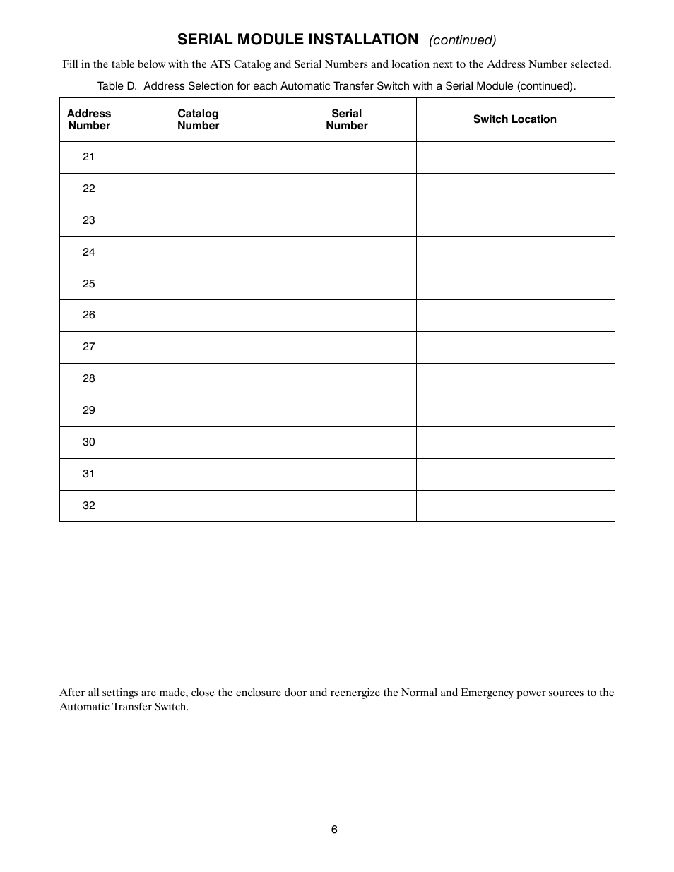 Serial module installation | Winco ASCO 300 Accessory 72A Serial Module User Manual | Page 8 / 8