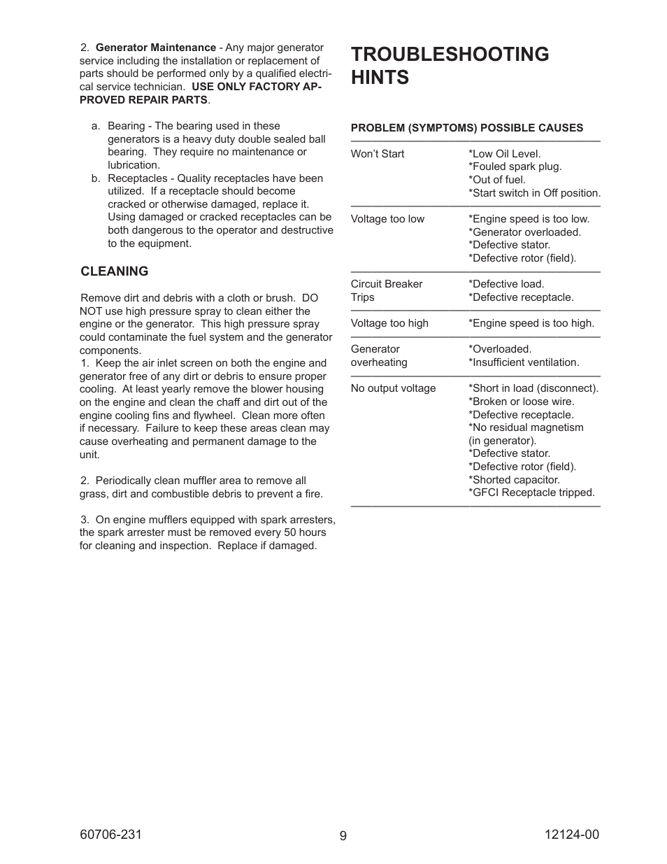 Troubleshooting hints | Winco EC22000/A User Manual | Page 11 / 20