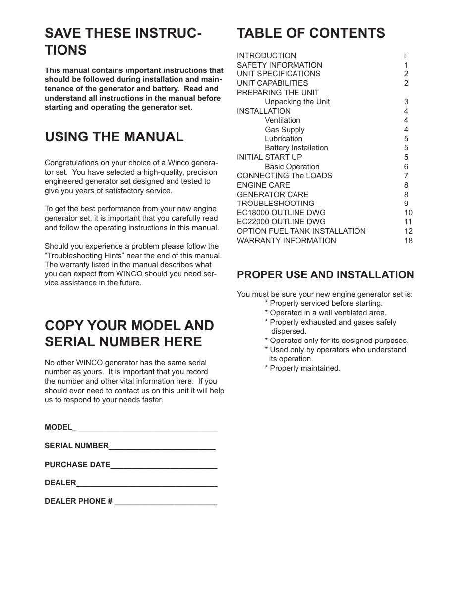 Winco EC22000/A User Manual | Page 2 / 20