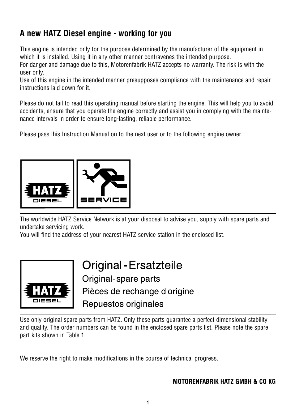 A new hatz diesel engine - working for you | Winco 1B40 User Manual | Page 2 / 34