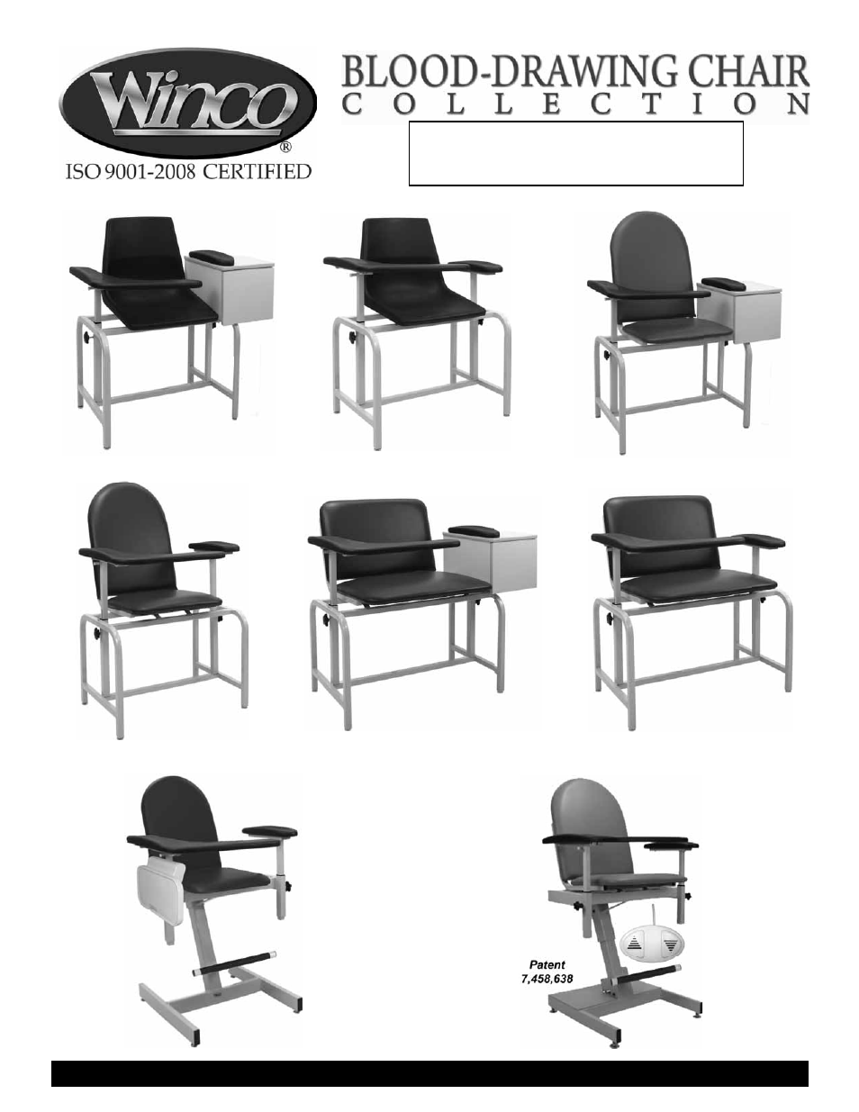 Winco Mfg. 2588 - Power Designer Blood Drawing Chair - Padded vinyl User Manual | 12 pages