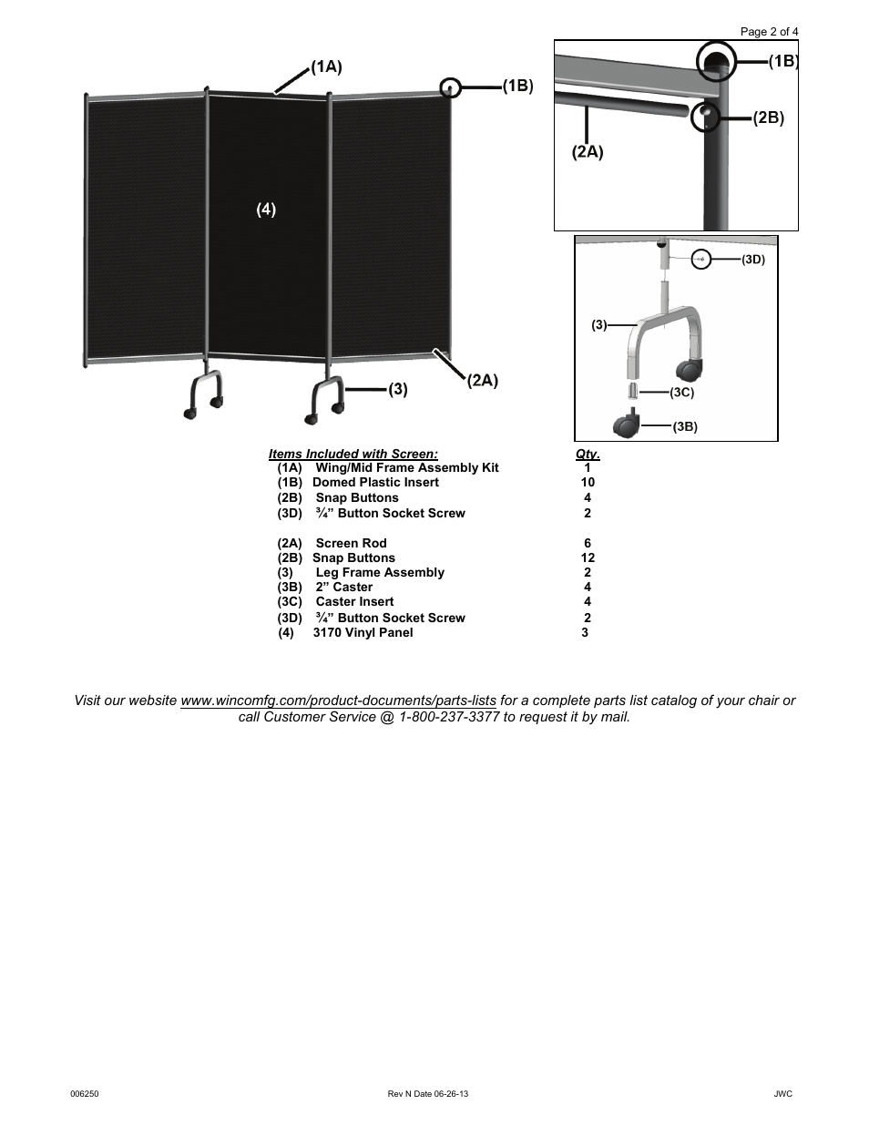 Winco Mfg. 3170 - PRIVESS ELITE DESIGNER PRIVACY SCREEN User Manual | Page 2 / 4