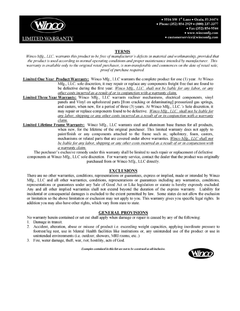 Winco Mfg. 4450 - Deluxe Gas Lift Stool with Back User Manual | Page 4 / 4