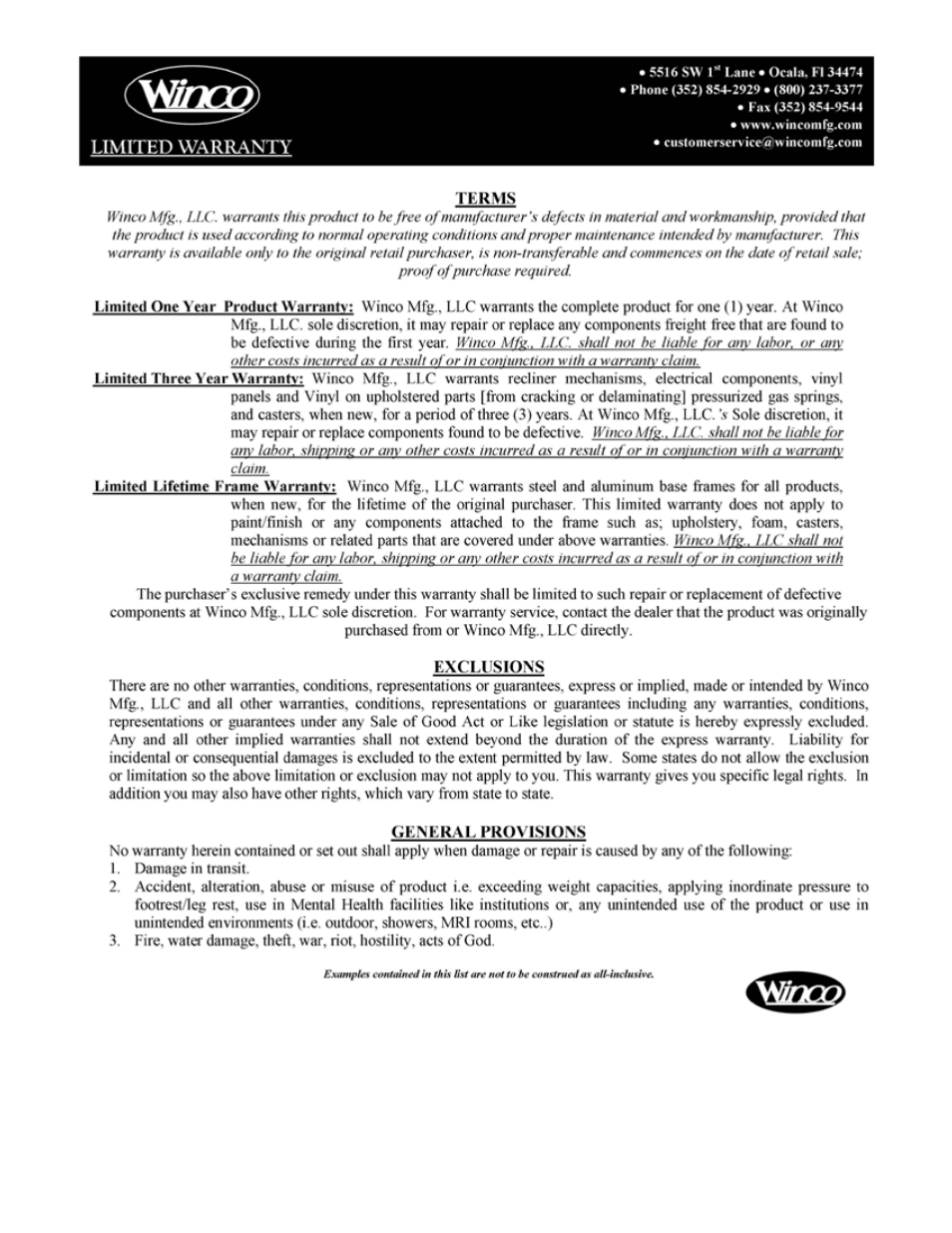 Winco Mfg. 4380 - Gas Lift Lab Stool User Manual | Page 4 / 4