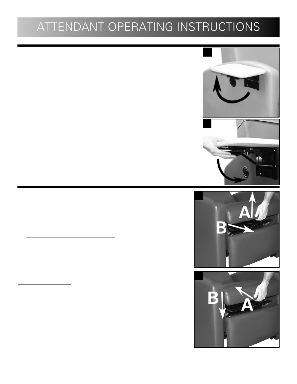 Attendant operating instructions | Winco Mfg. 5001 - Augustine Treatment Recliner User Manual | Page 9 / 16