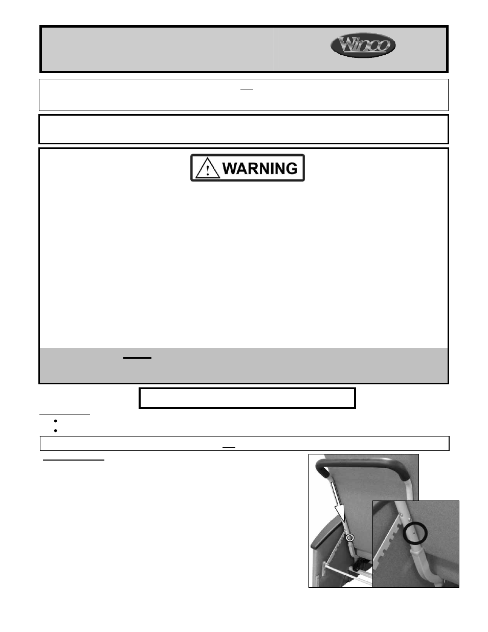 Winco Mfg. 5281 - Drop Arm Convalescent Recliner User Manual | 4 pages