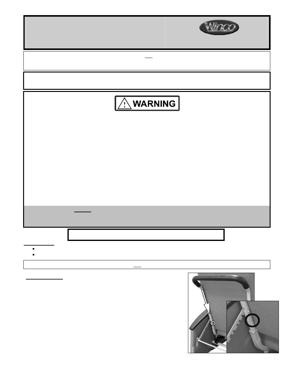 Winco Mfg. 586S - LifeCare Recliner/No Tray w/ Saddle Seat User Manual | 4 pages