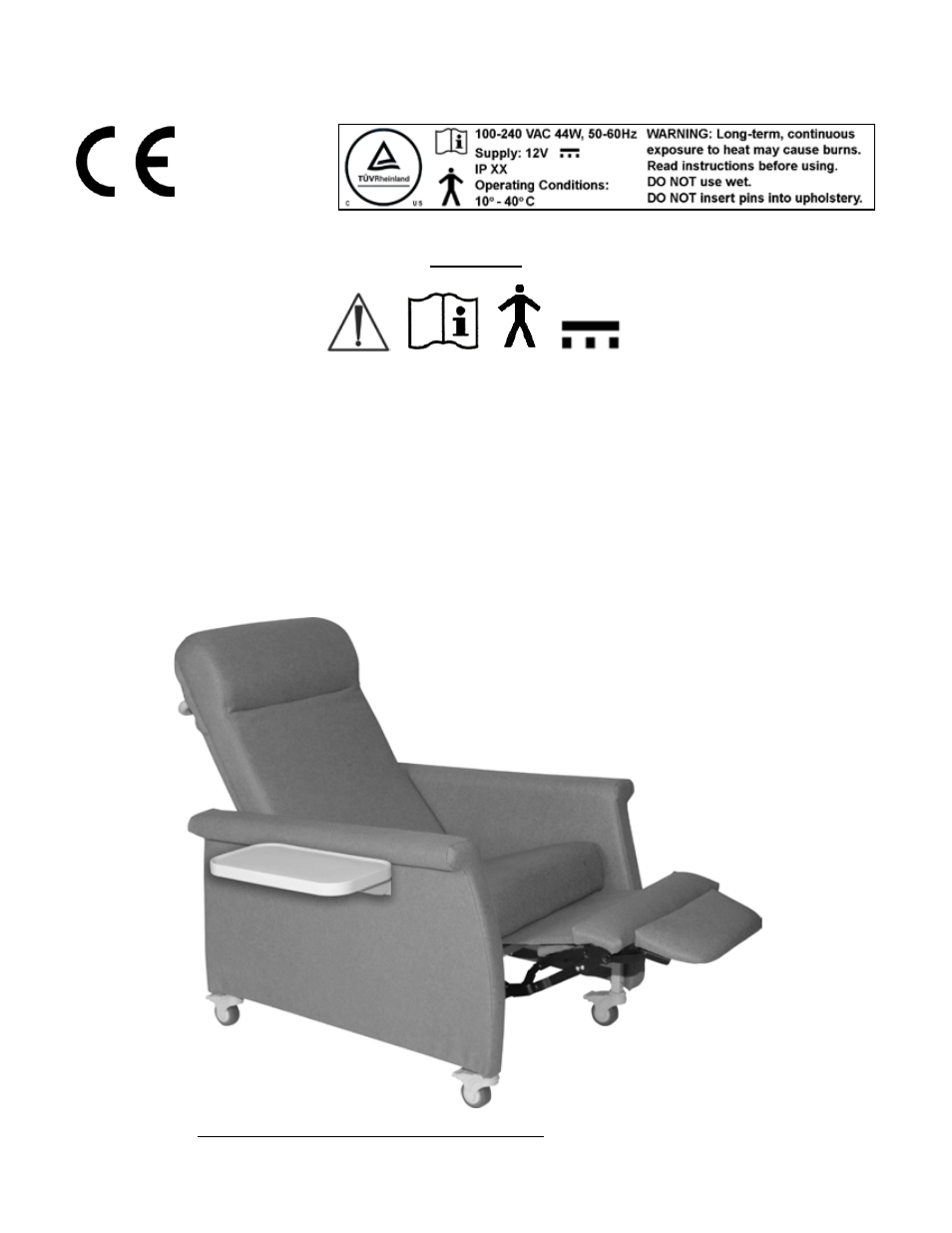 Symbols | Winco Mfg. 5900 - Elite Comfort Recliner User Manual | Page 5 / 8