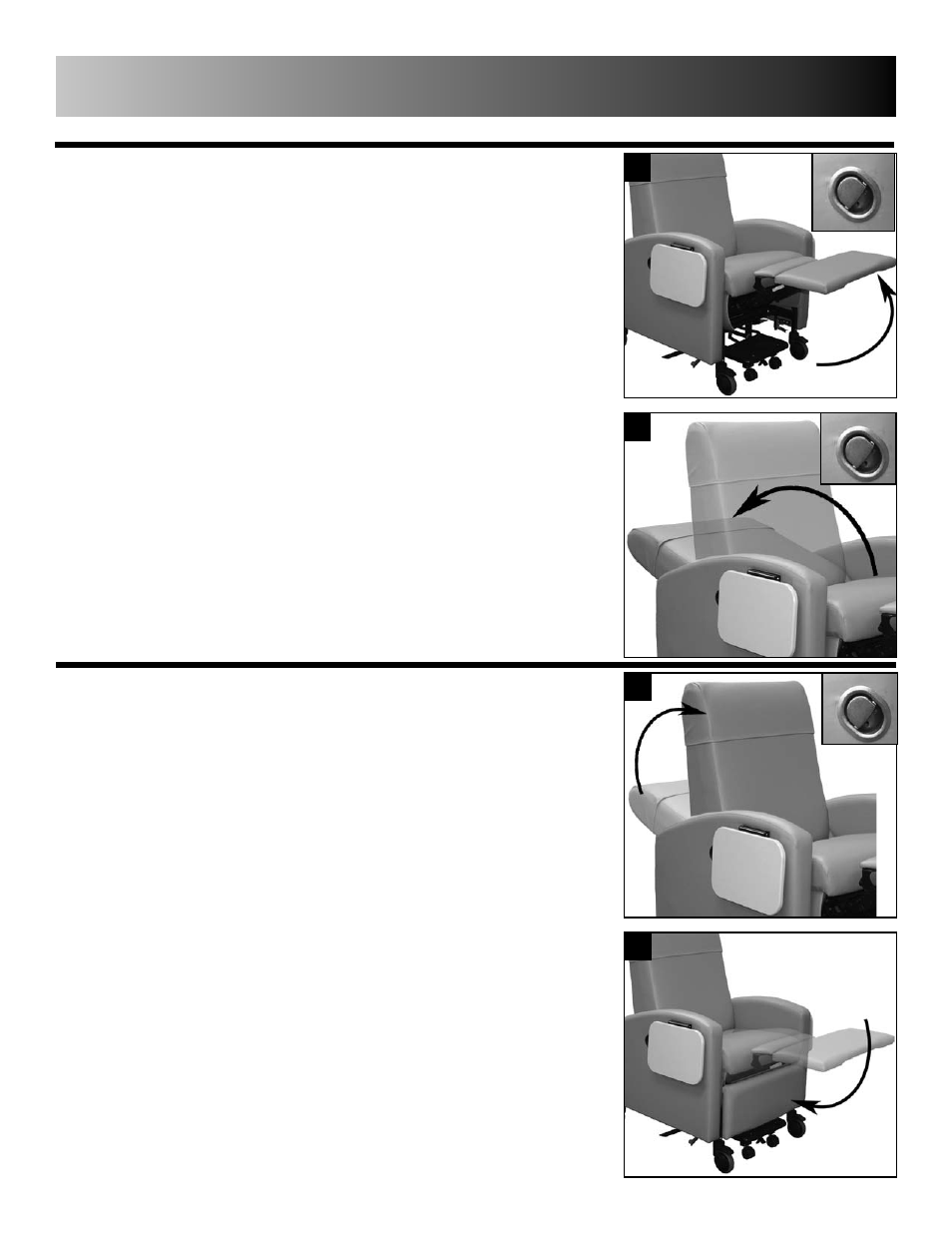 Occupant operating instructions | Winco Mfg. 6240 - Inverness 24 Hour Treatment Recliner User Manual | Page 12 / 18