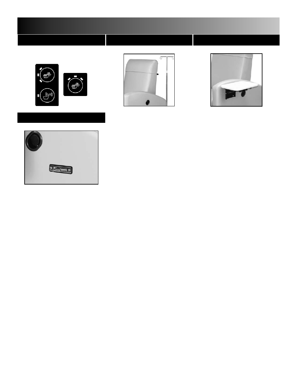 Inverness recliner options, Heat & massage, Iv pole & attachment | Accessory holder, Side-table | Winco Mfg. 6240 - Inverness 24 Hour Treatment Recliner User Manual | Page 17 / 18