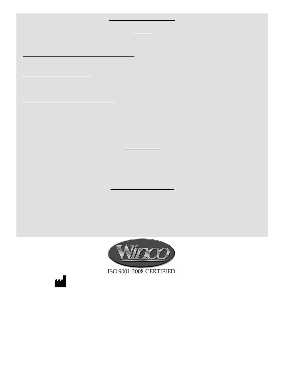 Limited warranty | Winco Mfg. 6950 - Extra Large Swing Away Arm CareCliner User Manual | Page 16 / 16