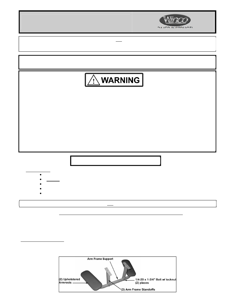 Winco Mfg. 8050/8050SH - Adjustable Treatment Table User Manual | 4 pages