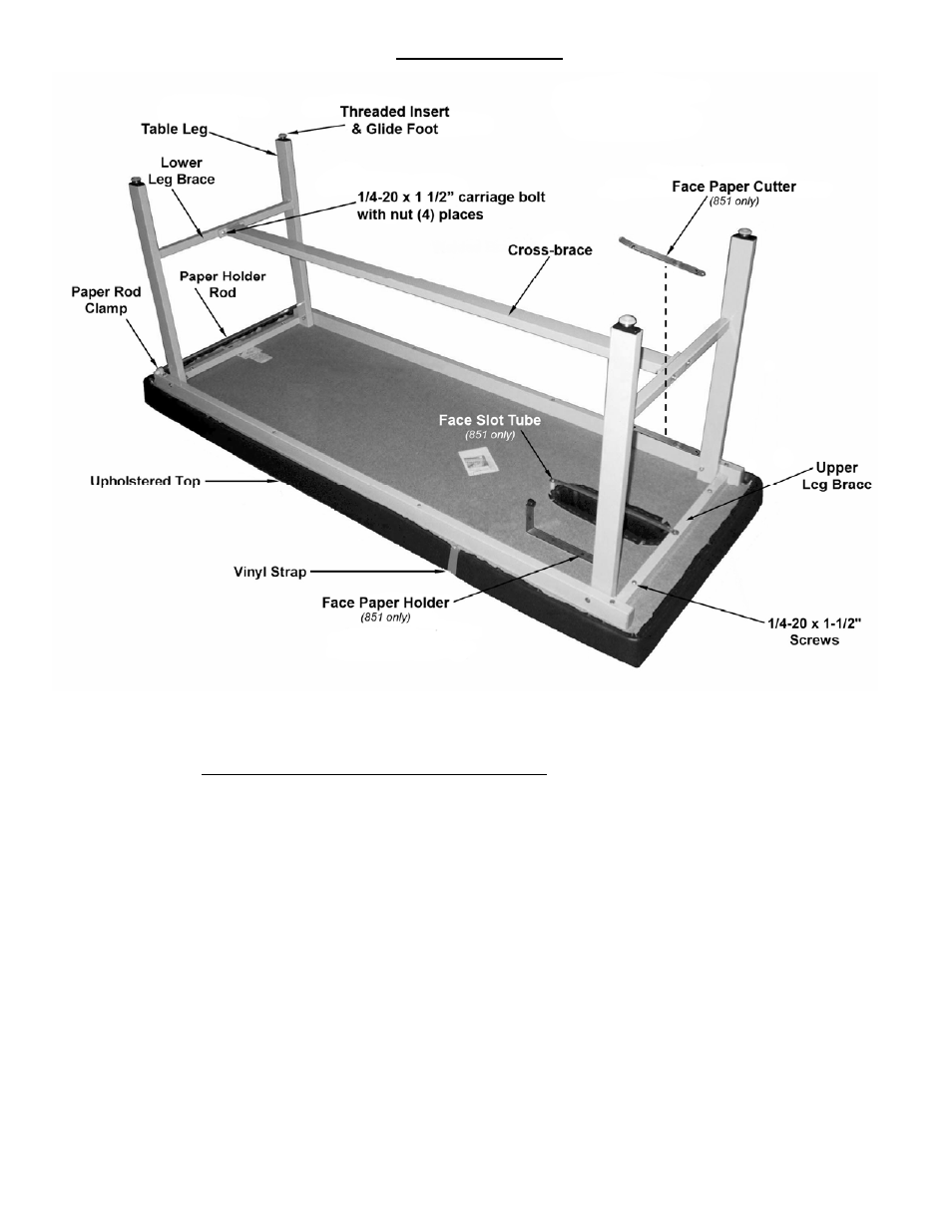 Parts reference | Winco Mfg. 8510SH - Treatment Table with Shelf User Manual | Page 3 / 4