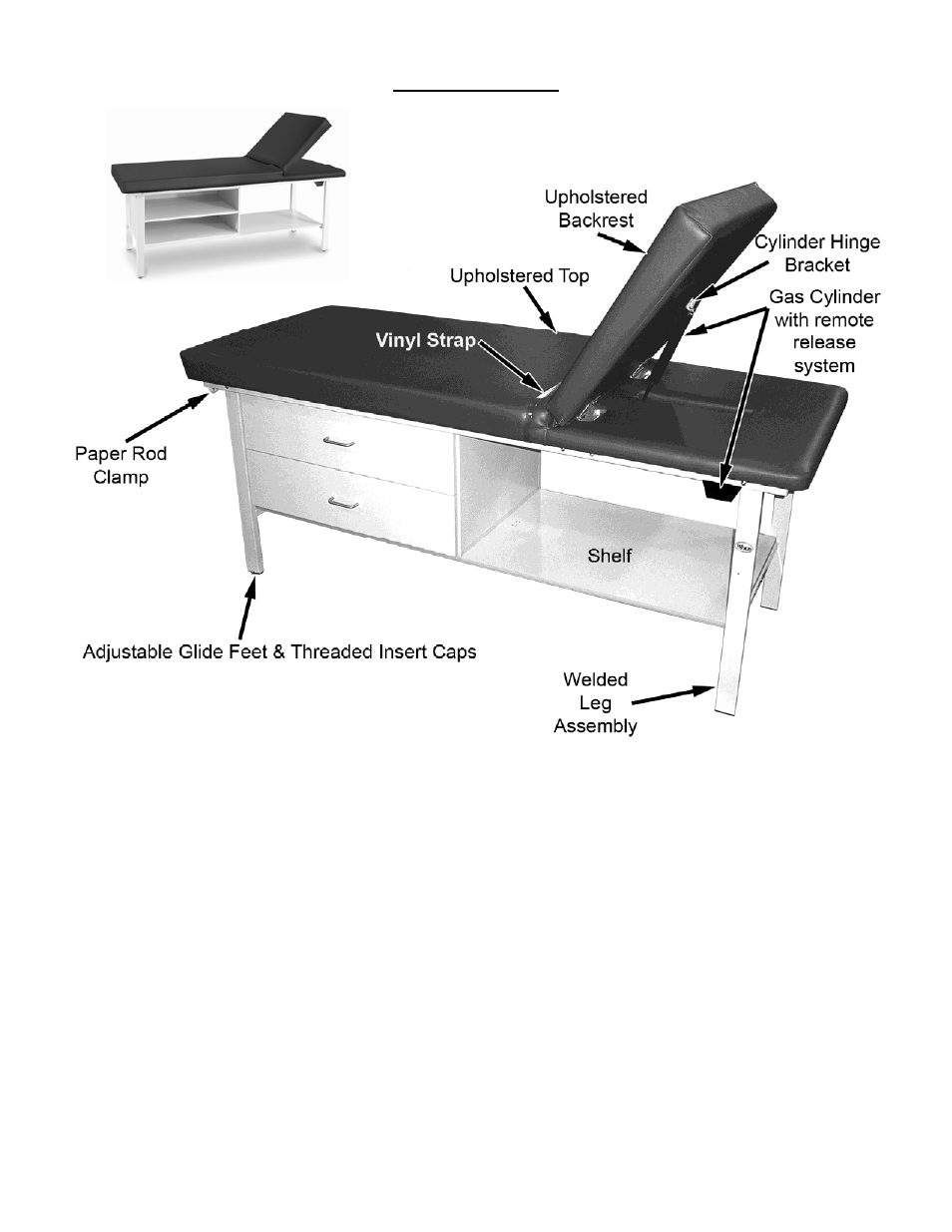 Parts reference | Winco Mfg. 8570D1 - Treatment Table with Drawers User Manual | Page 3 / 4