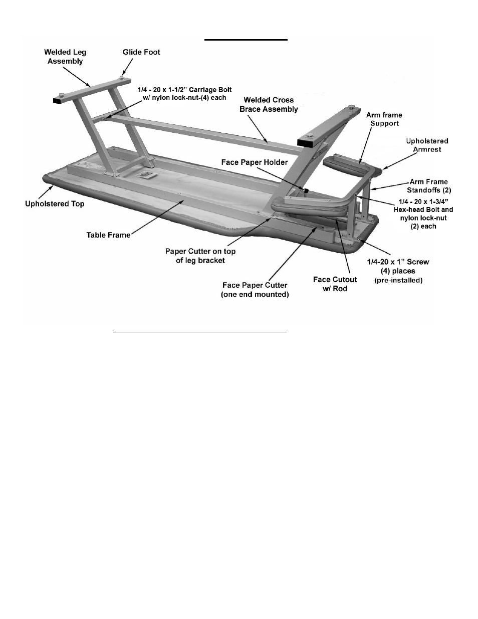Parts reference | Winco Mfg. 8700 - Table with Face Cutout and Armrests User Manual | Page 3 / 4