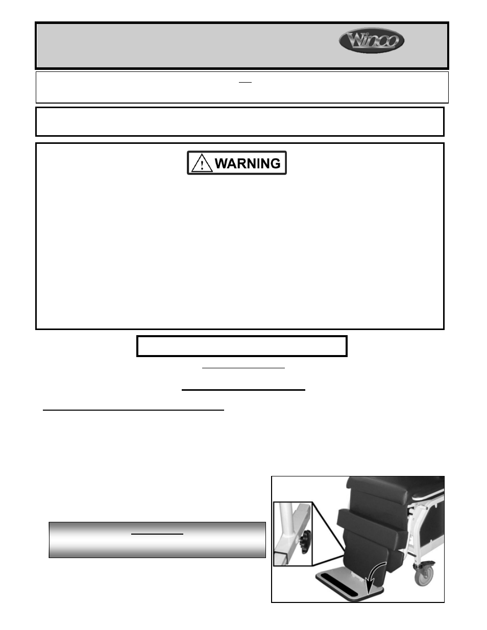 Winco Mfg. S400 - Transfer Recliner User Manual | 8 pages