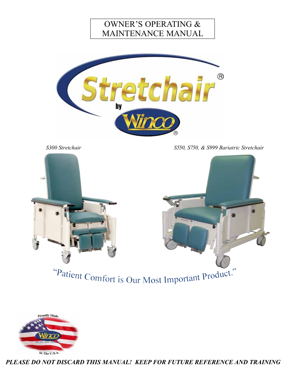Winco Mfg. S300 - Stretchair User Manual | 20 pages