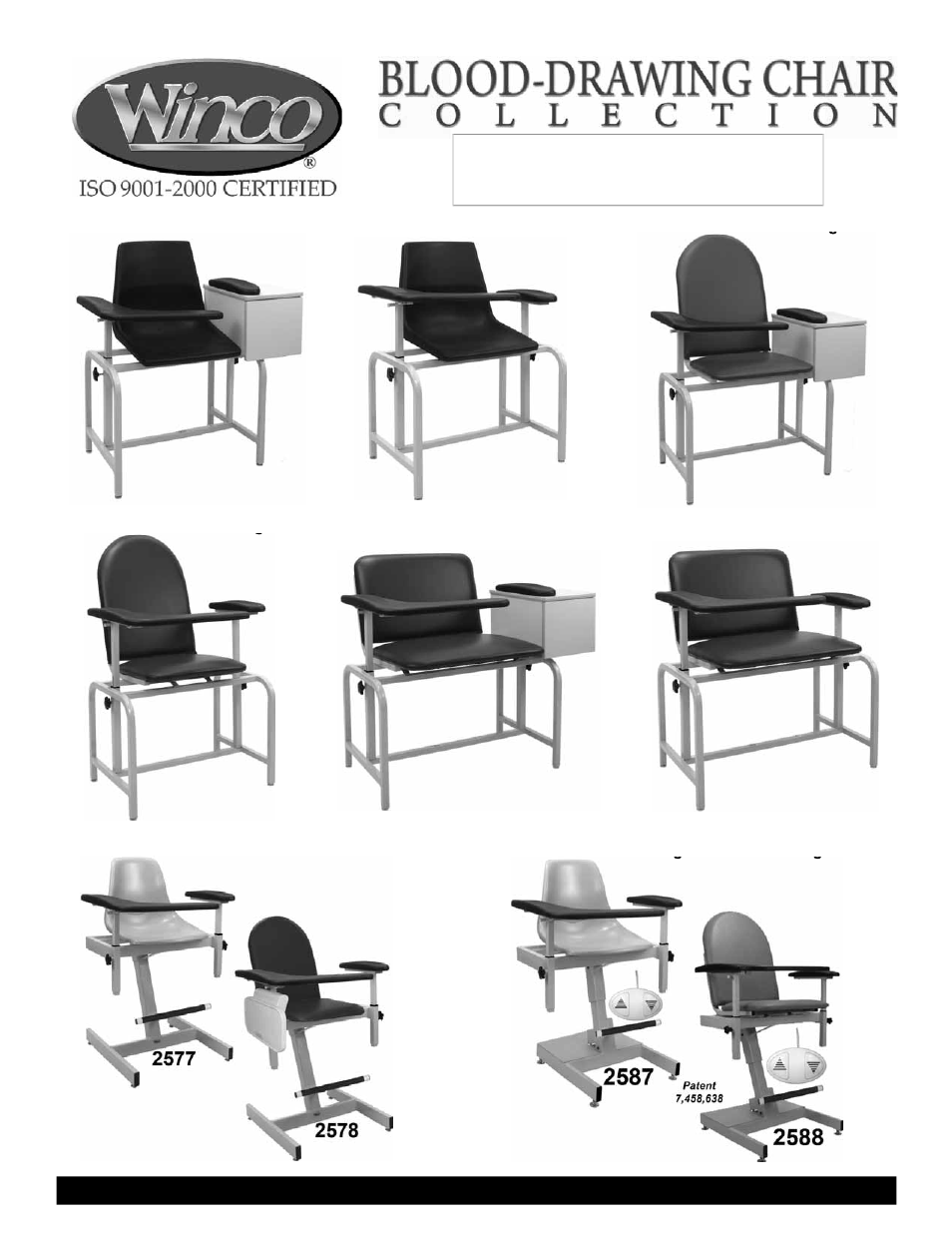 Winco Mfg. 2587 - Power Designer Blood Drawing Chair User Manual | 16 pages