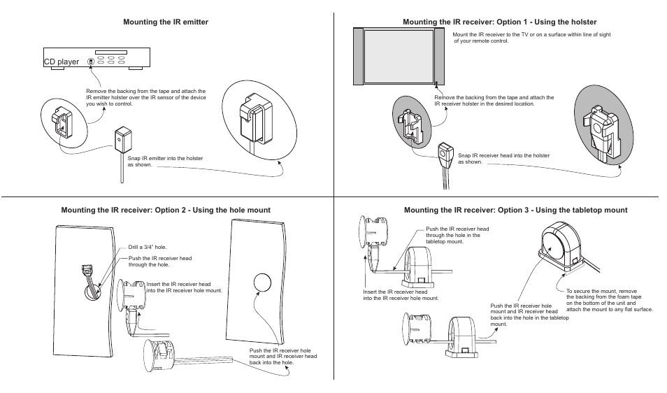 Cd player | Channel Vision IR Receiver IR-5000 User Manual | Page 2 / 2