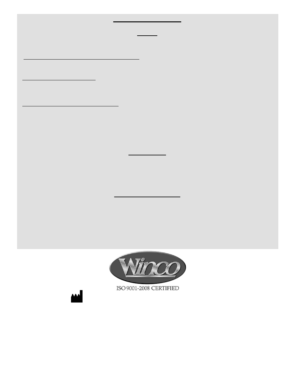 Limited warranty | Winco Mfg. 6990 XL Nocturnal Recliner User Manual | Page 12 / 12