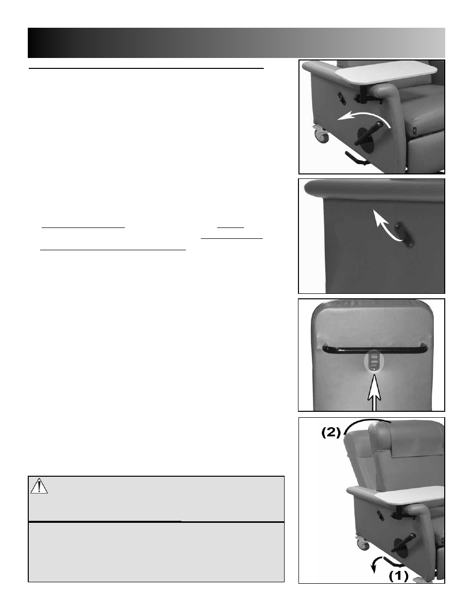 Operating instructions | Winco Mfg. 6990 XL Nocturnal Recliner User Manual | Page 6 / 12