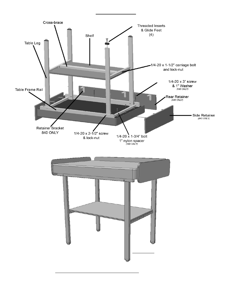 Parts reference | Winco Mfg. 8450SH - Multi-Task Table with Shelf User Manual | Page 3 / 4