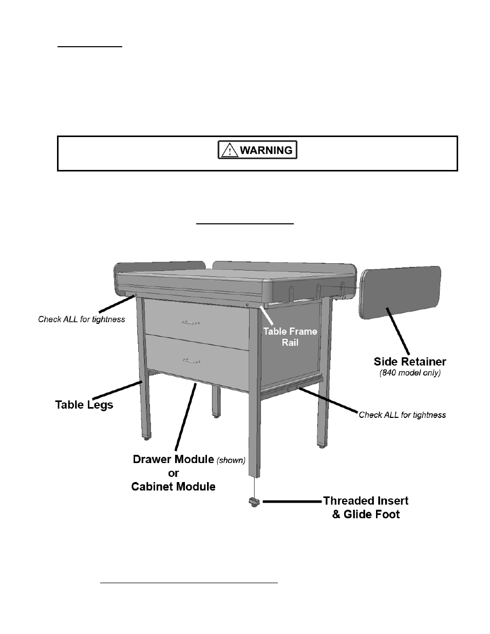 Parts reference | Winco Mfg. 8450D1 - Multi-Task Table with Drawers User Manual | Page 2 / 4