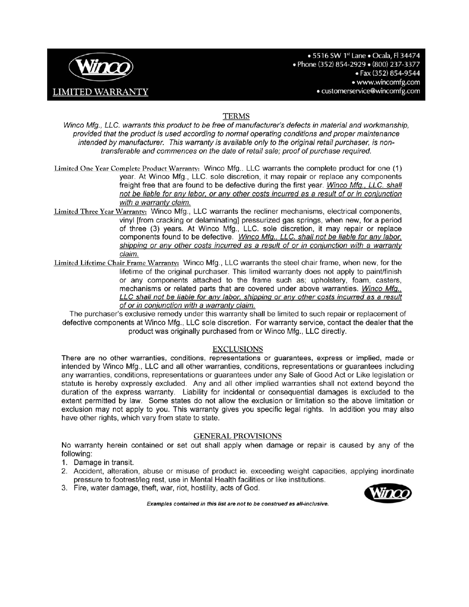 Winco Mfg. 8910SH - Bariatric Treatment Table User Manual | Page 4 / 4