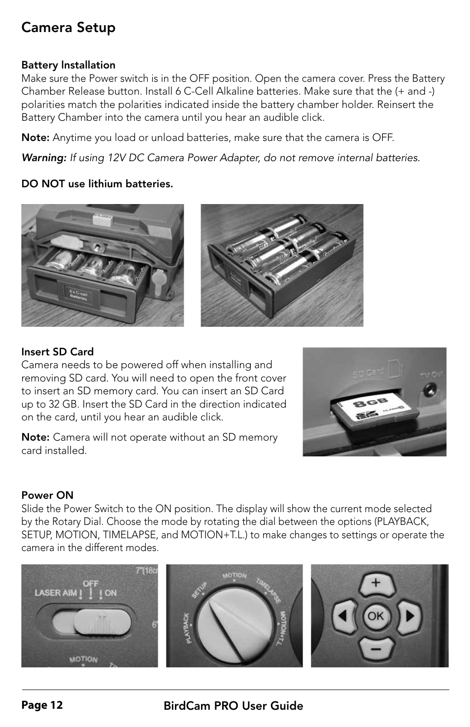 Camera setup | Wingscapes BirdCam Pro User Manual | Page 12 / 24