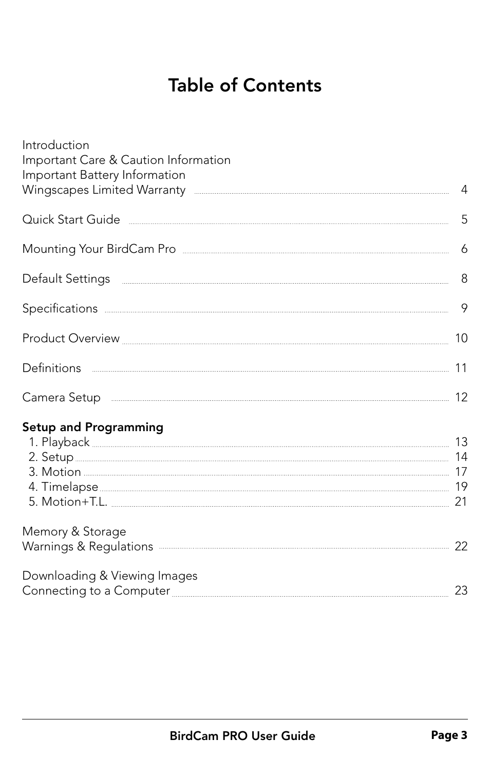 Wingscapes BirdCam Pro User Manual | Page 3 / 24