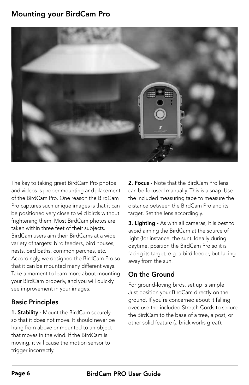 Mounting your birdcam pro | Wingscapes BirdCam Pro User Manual | Page 6 / 24
