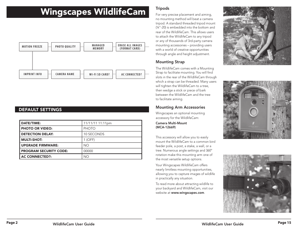 Wingscapes wildlifecam | Wingscapes Wildlife Cam User Manual | Page 2 / 8