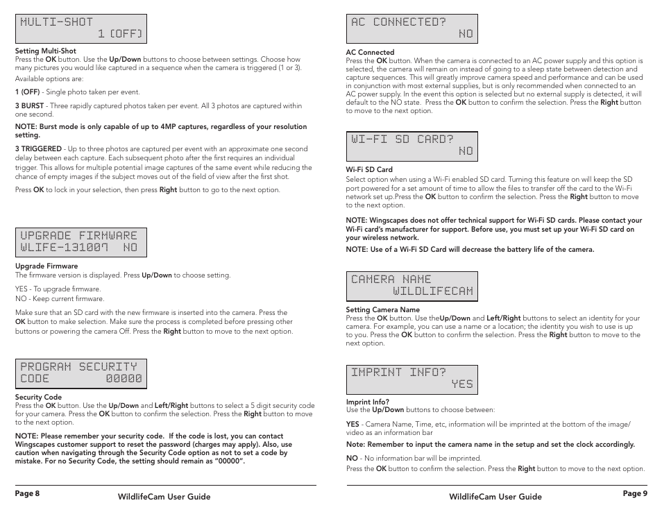 Wingscapes Wildlife Cam User Manual | Page 8 / 8