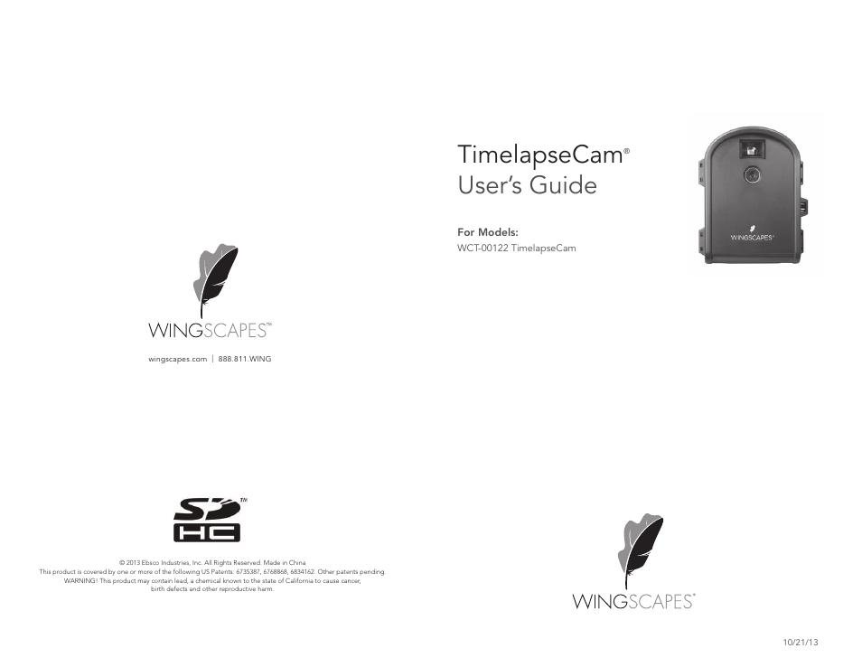 Wingscapes Timelapse Cam User Manual | 10 pages